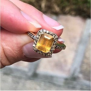 LeVian 14K Yellow Gold Citrine Chocolate Diamond Ring